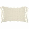 Homeroots 14 x 20 in. Tassel Detailed White Lumbar Pillow 386204